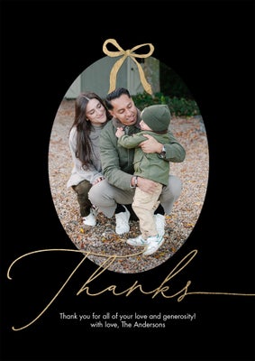 Thank You Oval Bow Photo Card, 5x7