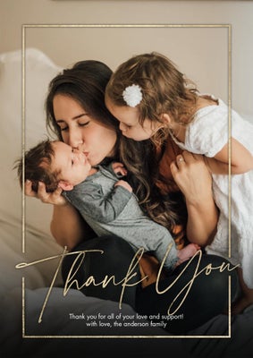 Thank You Framed Script Photo Card, 5x7