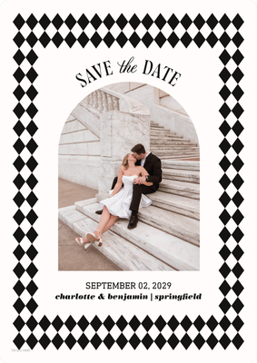 Elegant Harlequin Save the Date Photo Card, 5x7