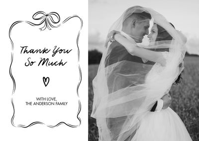Thank You Ribbon Heart Photo Card, 5x7