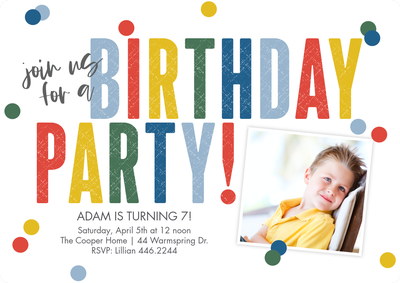 Bright Birthday Party Photo Card, 5x7