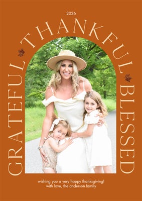 2026 Thanksgiving Grateful Photo Card, 5x7