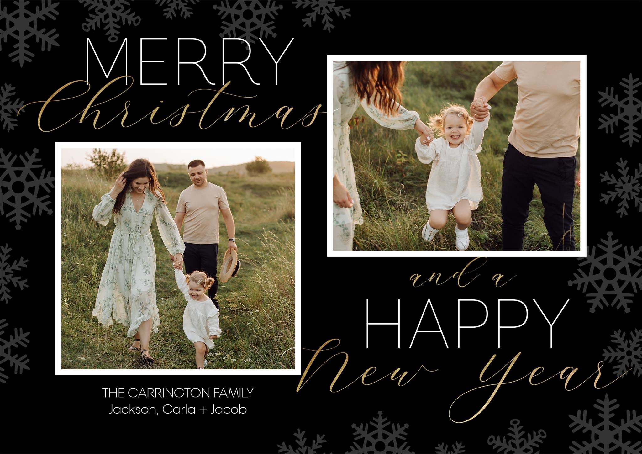 Elegant Season Collage Premium Double Sided Photo Card in Black, 5x7, Horizontal