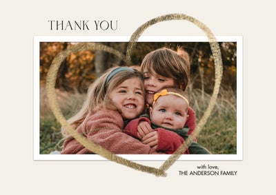 Thank You Drawn Heart Photo Card, 5x7