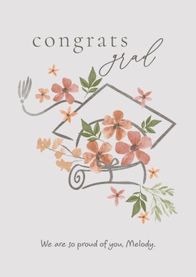 Floral Covered Cap Folded Card, 5x7