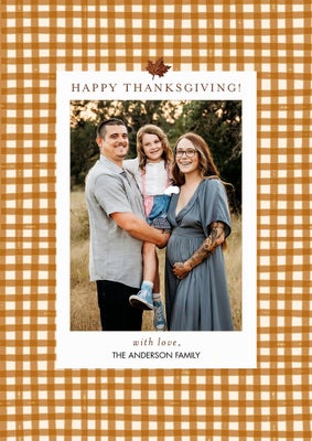 Thanksgiving Gingham Photo Card, 5x7