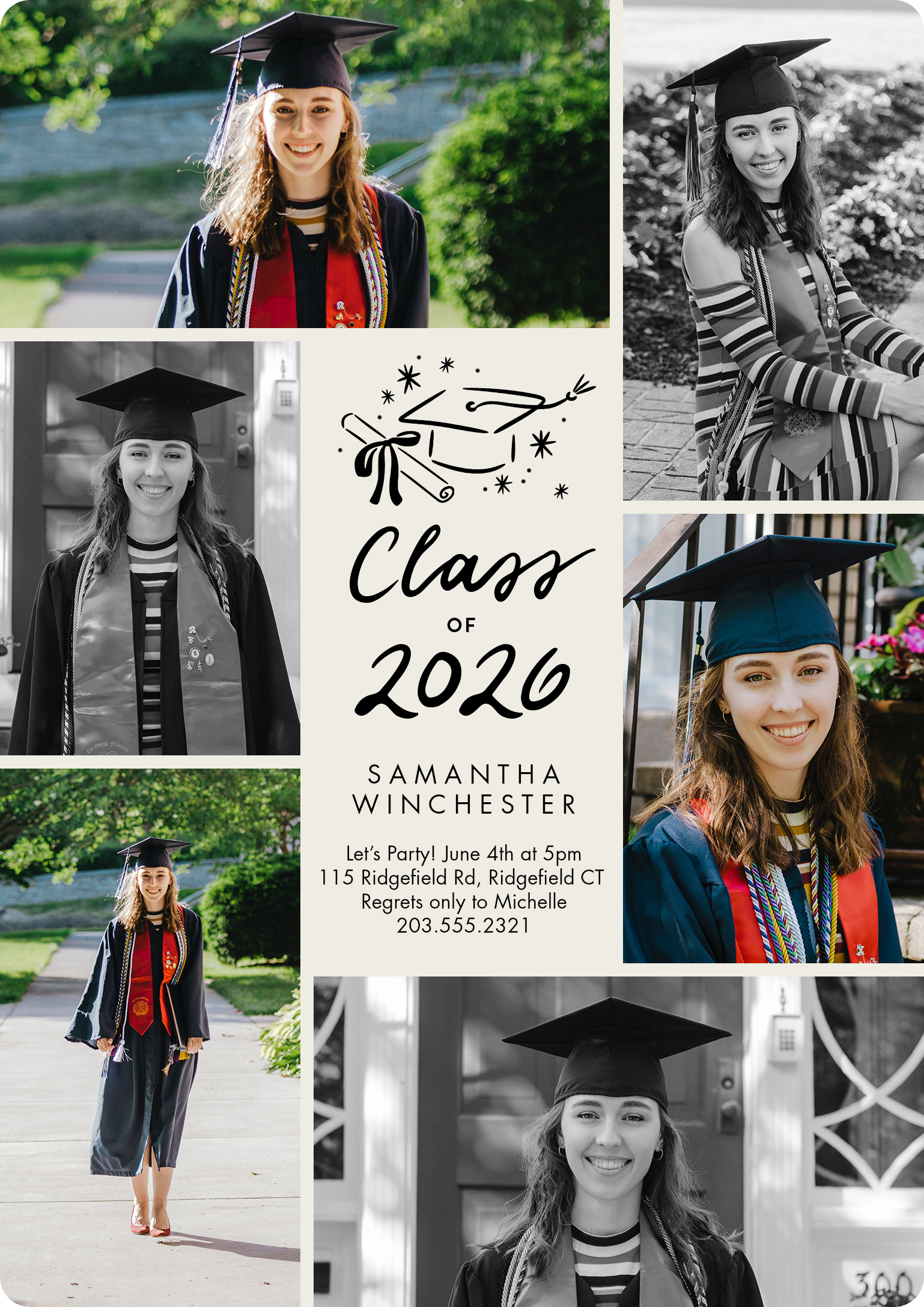 2026 Class Of Collage Premium Double Sided Photo Card in White, 5x7, Vertical