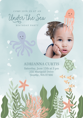 Under The Sea Celebration Portrait Photo Card, 5x7