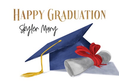 Cap and Scroll Grad Folded Card, 5x7