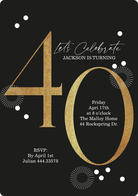 Gilded 40 Celebration Photo Card, 5x7