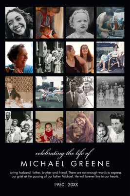 Portrait Memorial Collage of 16 Poster Prints