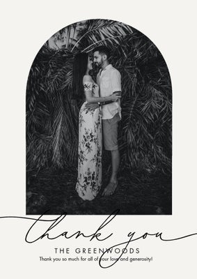 Thank You Script Arch Photo Card, 5x7