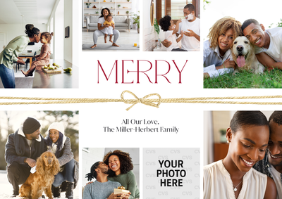 Twine Bow Merry Photo Card, 5x7