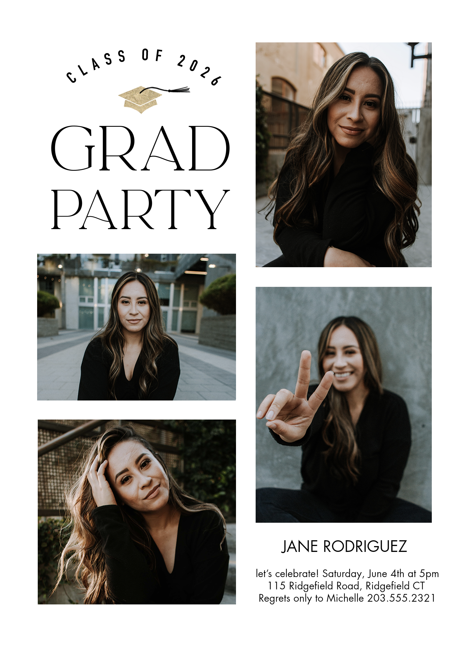 Grad Party 2026 Single Sided Photo Card in White, 5x7, Vertical