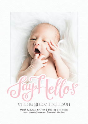 Baby Say Hello Photo Card, 5x7