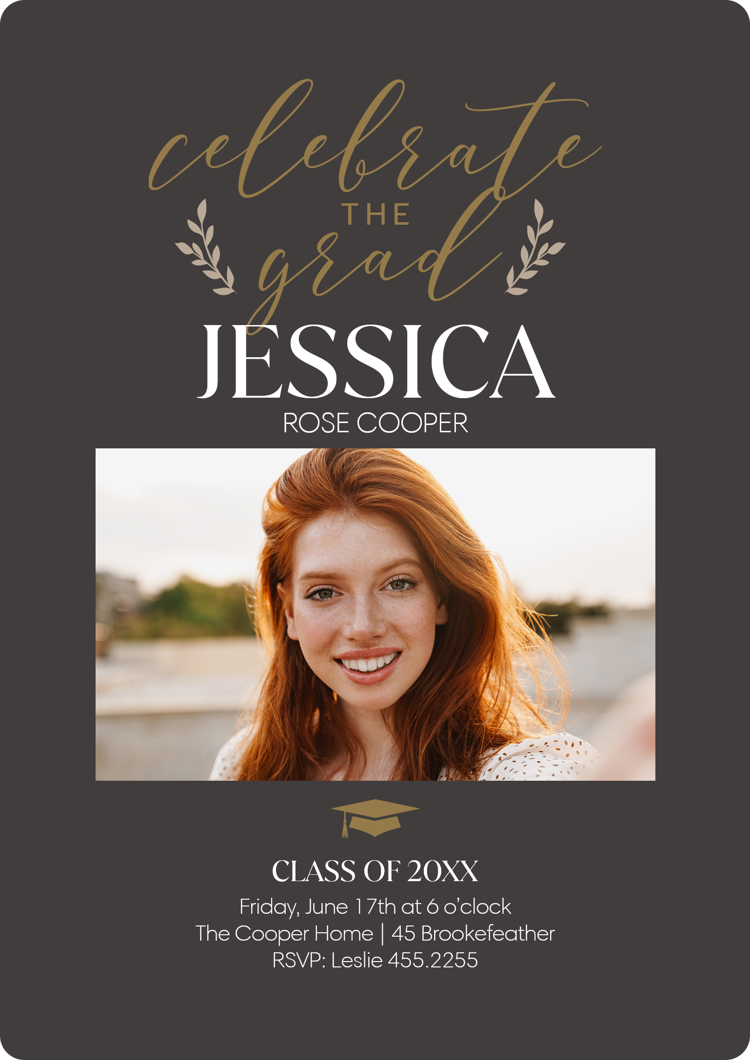 Join The Celebration Single Sided Photo Card in Grey, 5x7, Vertical