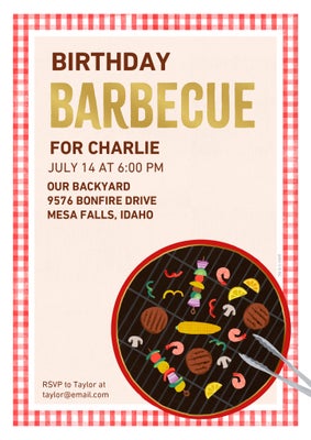 Classic Barbecue Party Invitation By Hallmark Photo Cards, 5x7