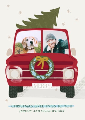 Fun Red Truck Photo Hole Photo Card, 5x7