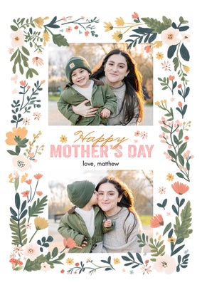 Mom Floral Frame Folded Card, 5x7