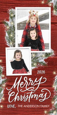 2026 Christmas Rustic Lights Photo Card, Square, 4x8