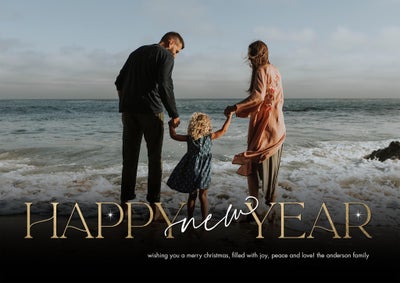 New Year Modern Sparkle Photo Card, 5x7
