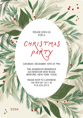 2026 Christmas Invite Oval Photo Card, 5x7