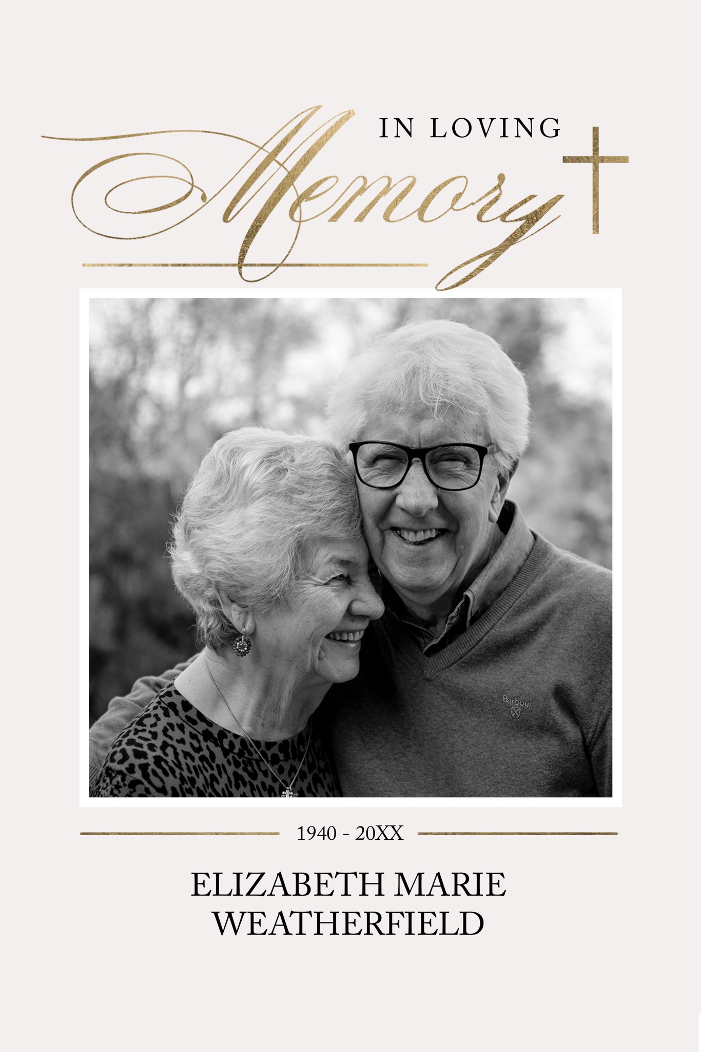 Poster Prints 24x36 Portrait Memorial Script Customizable in White, Portrait