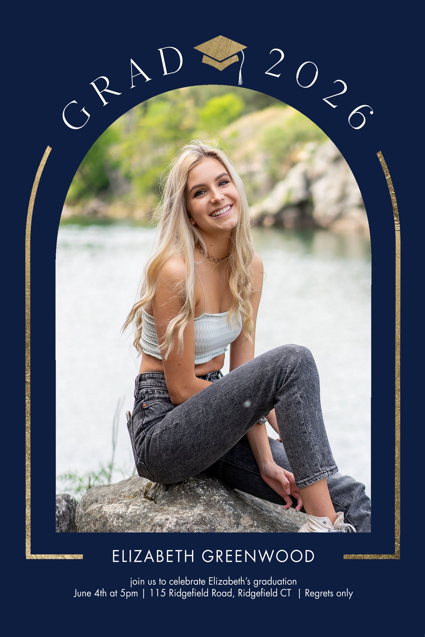 Poster Prints 12x18 Portrait Grad 2026 Arch by Tumbalina Customizable in Blue, Vertical