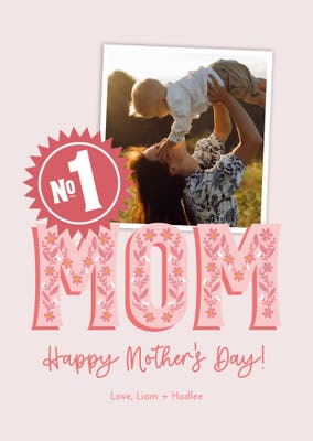 My Number One Mom Folded Card, 5x7