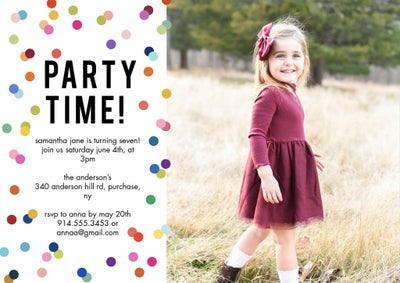 Birthday Party Colored Dots Photo Card, 5x7