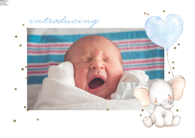 Baby Elephant Balloon Photo Card, 5x7