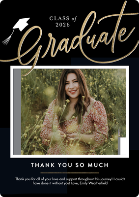 Graduate Thanks 2026 Classic Photo Card, 5x7