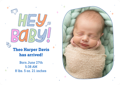 Sweet Floral Fantasy Baby Announcement Photo Card, 5x7