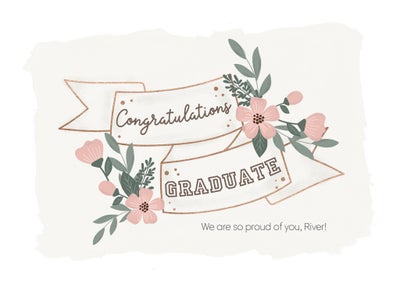 Watercolor Banner Graduate Folded Card, 5x7