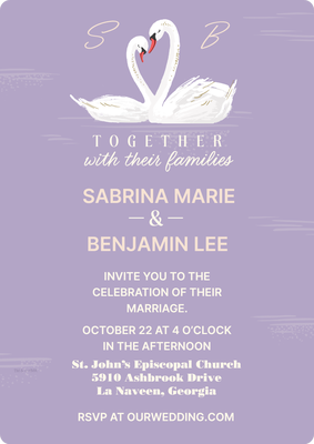 Elegant Storybook Swans Invitation Photo Card, 5x7