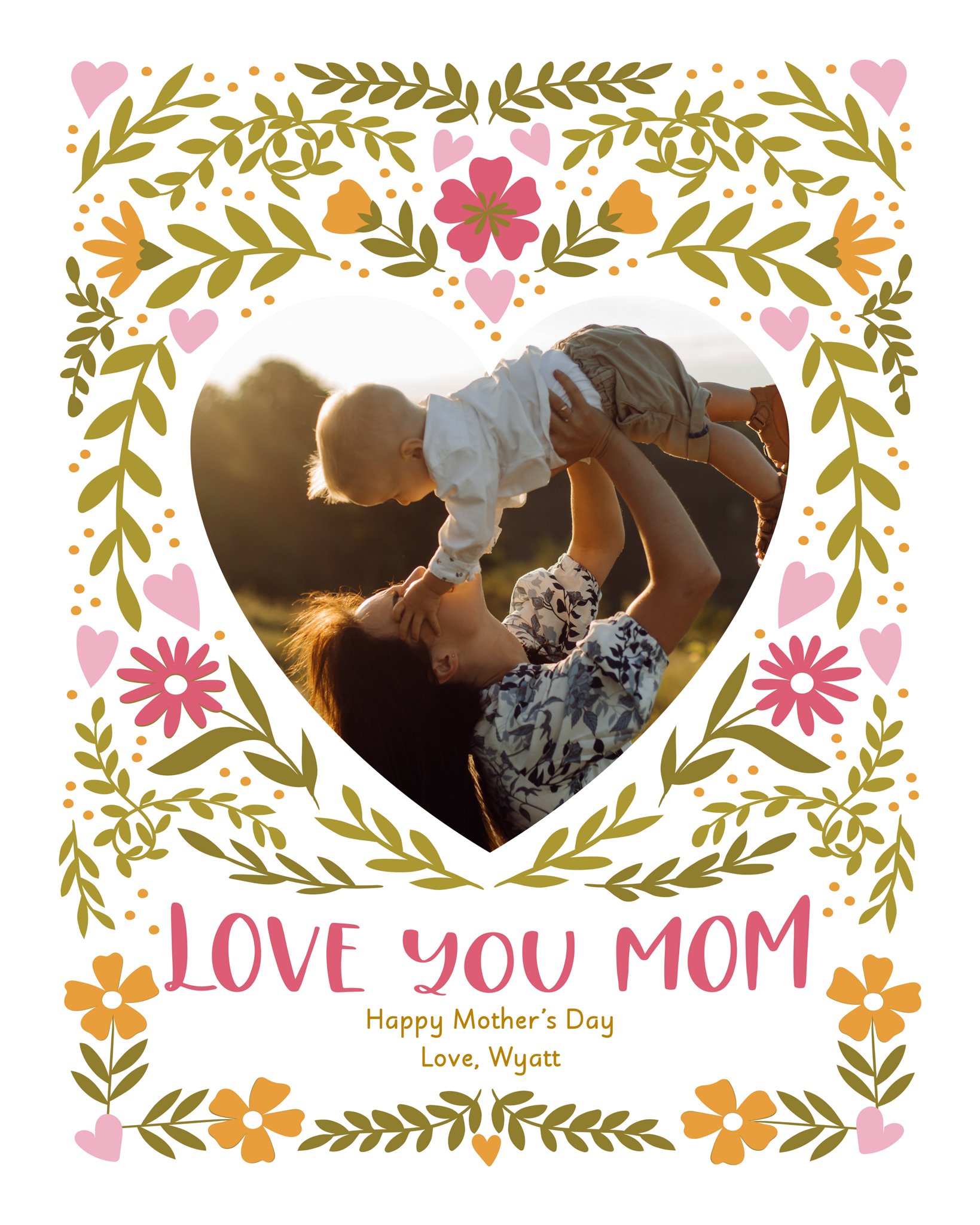 Poster Prints 11x14 Grateful Heart Customizable in White, Vertical