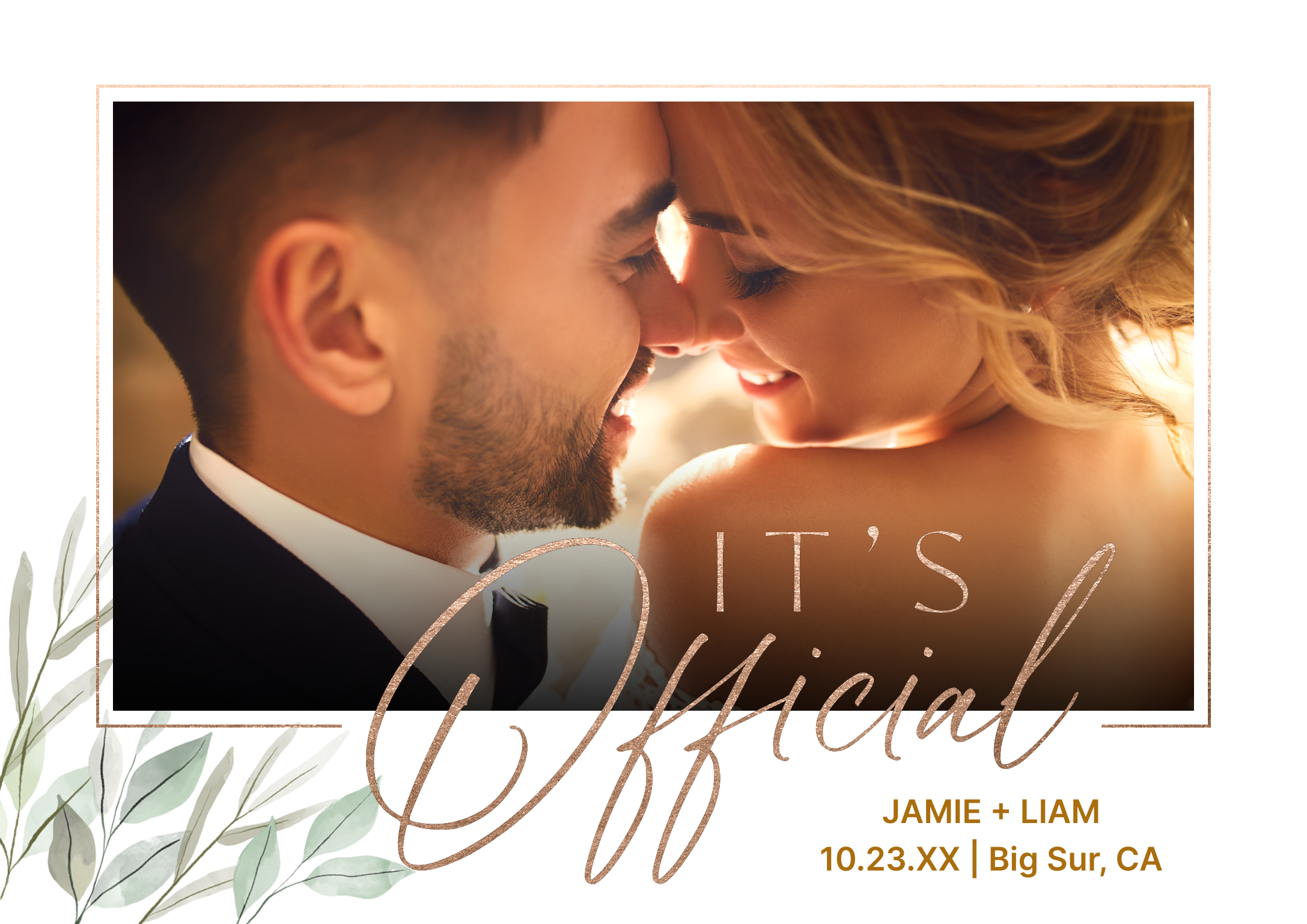 It's Official Single Sided Photo Card in Gold, 5x7, Horizontal