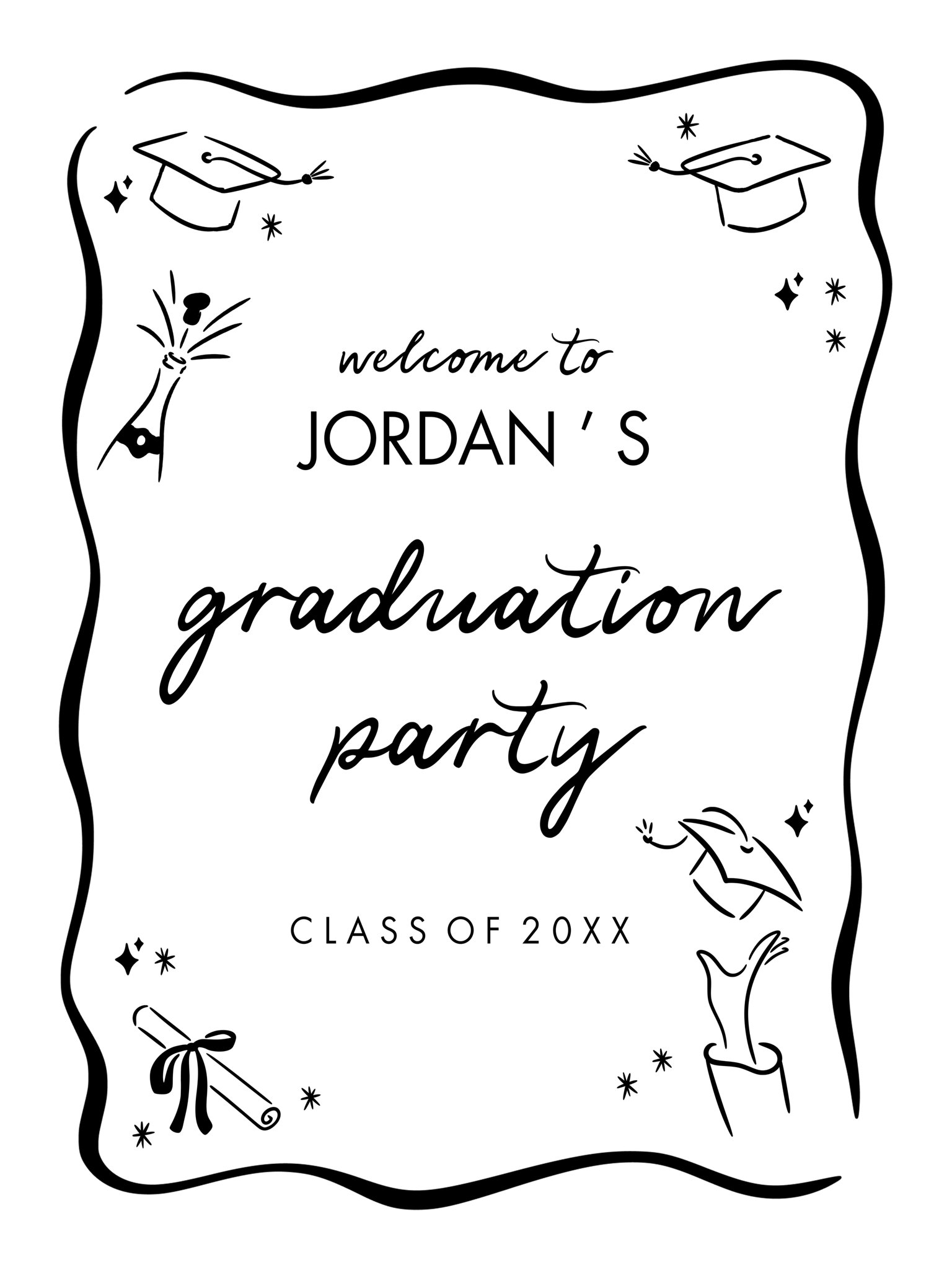 Poster Prints 18x24 Portrait Grad Welcome Framed Customizable in White, Vertical