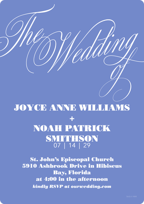 Elegant Blue Calligraphy Invitation Photo Card, 5x7