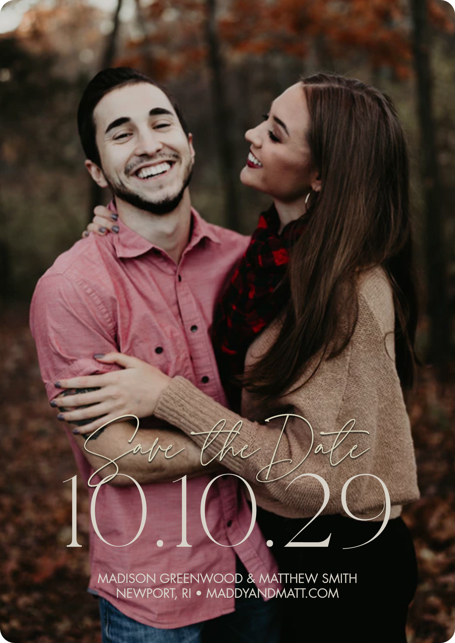 Save Date Custom Date Premium Double Sided Photo Card in Brown, 5x7, Portrait