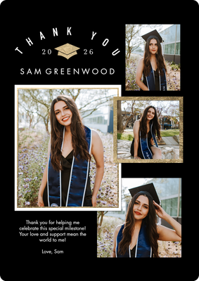 Grad Thank You 2026 Gold Frame Photo Card, 5x7