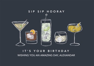 Cocktail Cheers Folded Card, 5x7