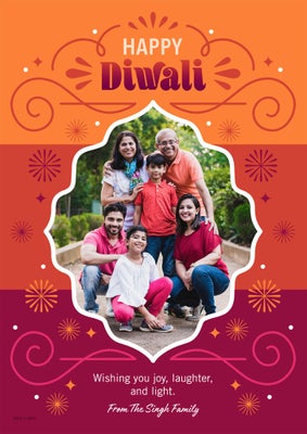 Swirls of Joy Diwali Photo Card, 5x7