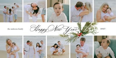 New Year 2027 Greenery Photo Card, Square, 4x8