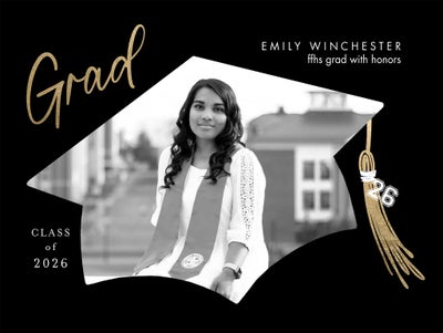 Simple Grad 2026 Framed Hat Yard Sign, Double Sided