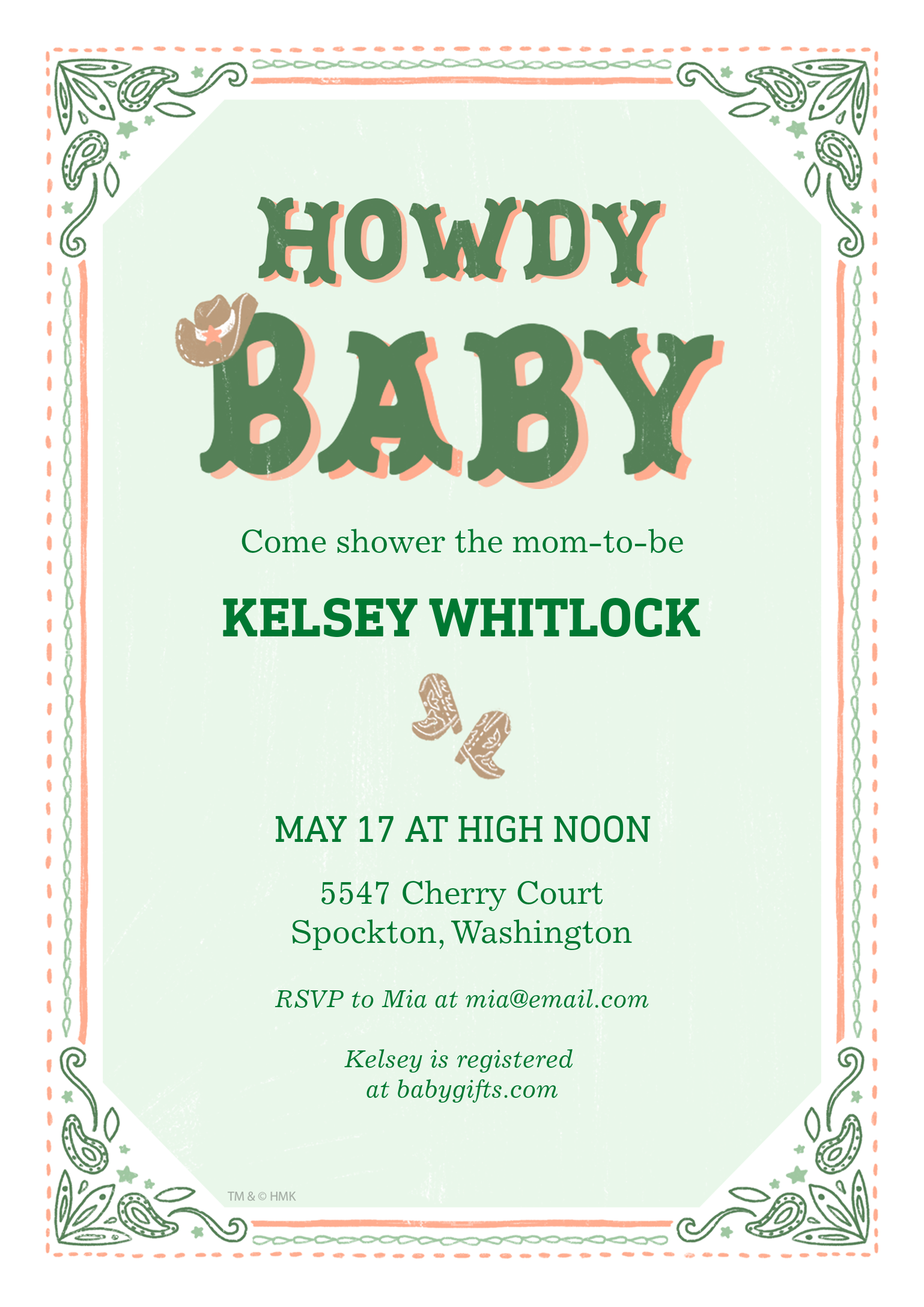Cute Hey Baby Premium Double Sided Photo Card Announcement Premium Double Sided Photo Card in White, 5x7, Horizontal