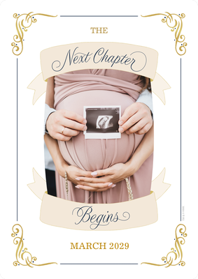 Gingham Blossoms Baby Announcement Photo Card, 5x7