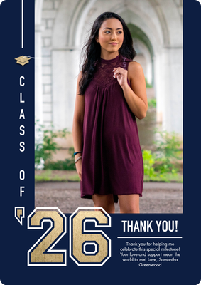 Grad Thank You 2026 Collegiate Photo Card, 5x7