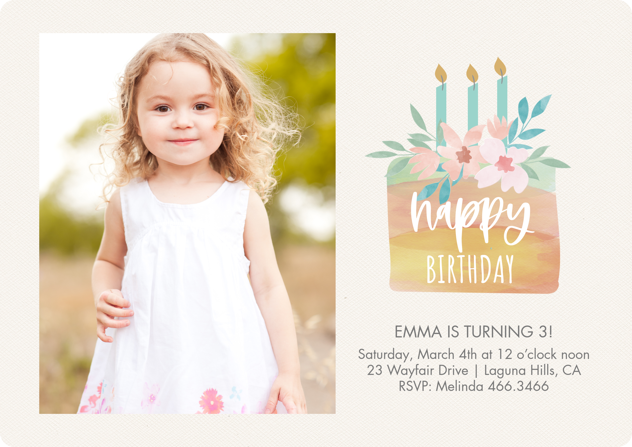 Adorned Cake Premium Double Sided Photo Card in Beige, 5x7, Horizontal