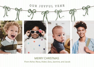 Joyful Year Bow Garland Photo Card, 5x7